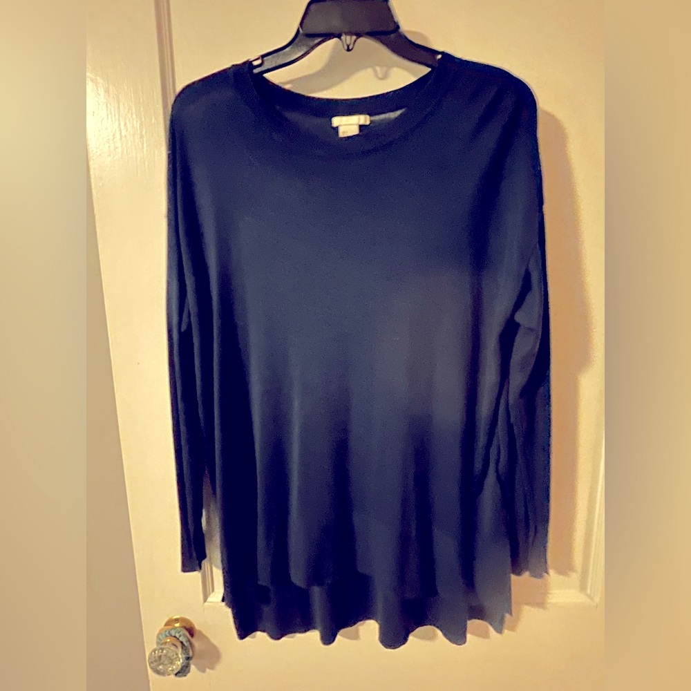 Women’s lightweight knit navy crew neck sweater, size L, by H&M